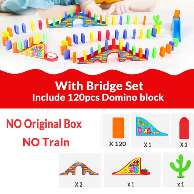 Automatic Laying Domino Brick Train Car Set sound light kids Colorful Plastic Dominoes Blocks Game Toys Set Gift for Girl boys