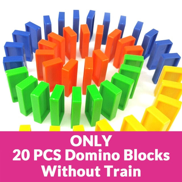 Automatic Laying Domino Brick Train Car Set sound light kids Colorful Plastic Dominoes Blocks Game Toys Set Gift for Girl boys