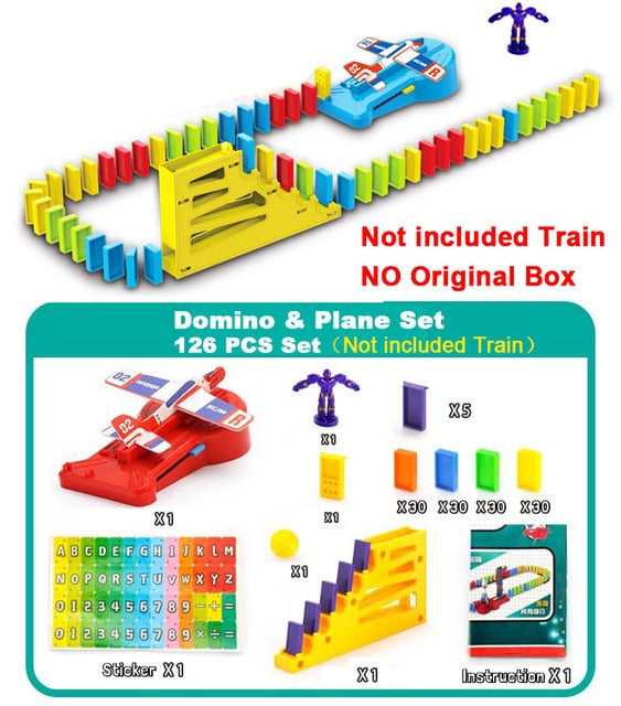 Automatic Laying Domino Brick Train Car Set sound light kids Colorful Plastic Dominoes Blocks Game Toys Set Gift for Girl boys