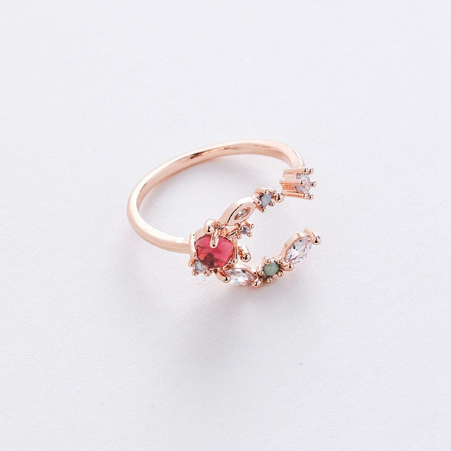 New Fashion Micro-inlaid Crystal Zircon Rings Sweet Elegant Flower Ring for Girl Women Finger Bague jewelry Bridal Gift Delicate