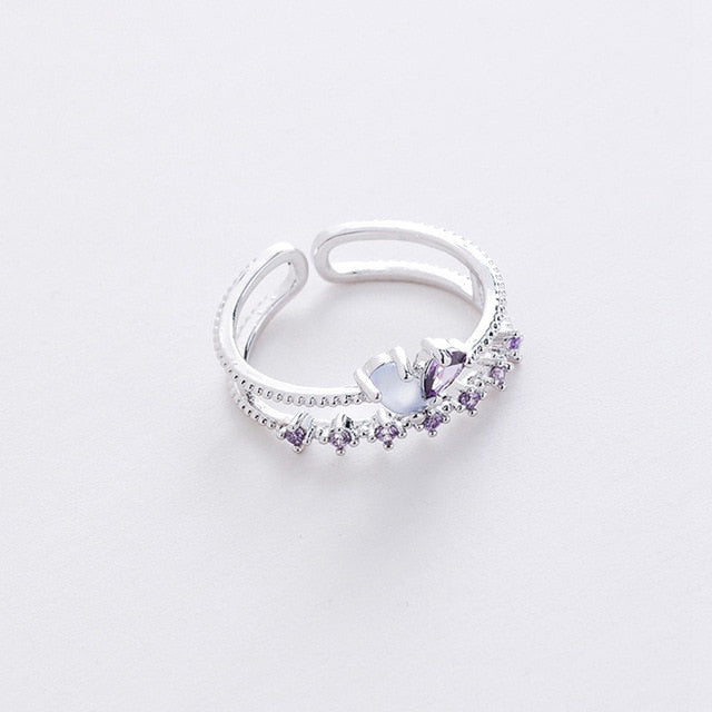 New Fashion Micro-inlaid Crystal Zircon Rings Sweet Elegant Flower Ring for Girl Women Finger Bague jewelry Bridal Gift Delicate