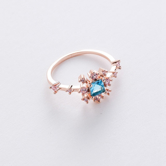 New Fashion Micro-inlaid Crystal Zircon Rings Sweet Elegant Flower Ring for Girl Women Finger Bague jewelry Bridal Gift Delicate