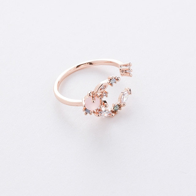 New Fashion Micro-inlaid Crystal Zircon Rings Sweet Elegant Flower Ring for Girl Women Finger Bague jewelry Bridal Gift Delicate