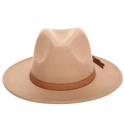 Chapeau de soleil femmes hommes Fedora . Chapeau classique très  élégant. Large bord.  Chapeau imitation laine.  Casquette L XL