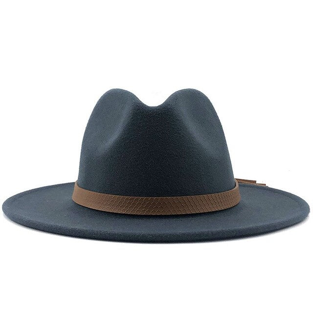 Chapeau de soleil femmes hommes Fedora . Chapeau classique très  élégant. Large bord.  Chapeau imitation laine.  Casquette L XL