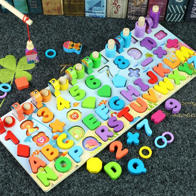 Kids Toys Montessori Educational Wooden Toys Geometric Shape Cognition Puzzle Toys Math Toys Early Educational Toys for Children