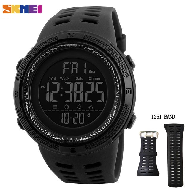 SKMEI Fashion Montres Homme Sport Multifonctions Réveil Chrono Montre numérique étanche 5Bar 1251