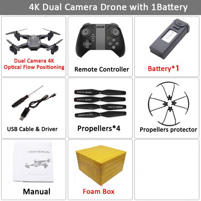 Drone Visuo XS816 RC  avec Zoom 50X WiFi FPV 4K Dual Camera Optique. Selfie pliable Drone Quadcopter  VS SG106 M70cal