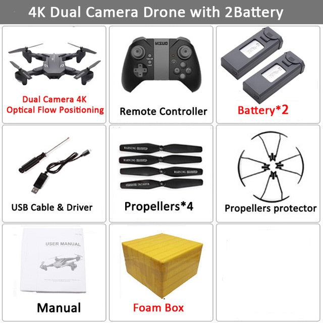 Drone Visuo XS816 RC  avec Zoom 50X WiFi FPV 4K Dual Camera Optique. Selfie pliable Drone Quadcopter  VS SG106 M70cal