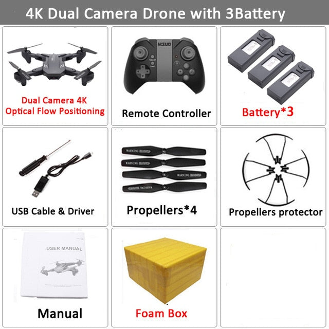 Drone Visuo XS816 RC  avec Zoom 50X WiFi FPV 4K Dual Camera Optique. Selfie pliable Drone Quadcopter  VS SG106 M70cal