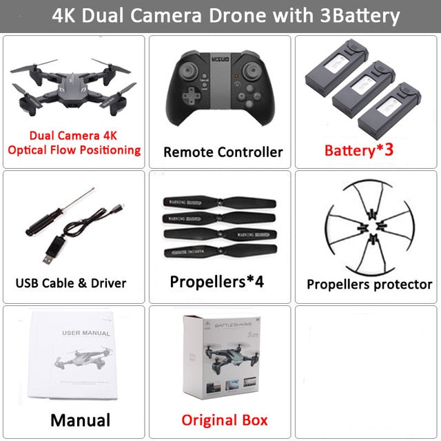 Drone Visuo XS816 RC  avec Zoom 50X WiFi FPV 4K Dual Camera Optique. Selfie pliable Drone Quadcopter  VS SG106 M70cal