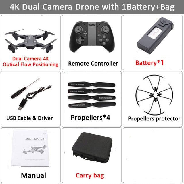 Drone Visuo XS816 RC  avec Zoom 50X WiFi FPV 4K Dual Camera Optique. Selfie pliable Drone Quadcopter  VS SG106 M70cal