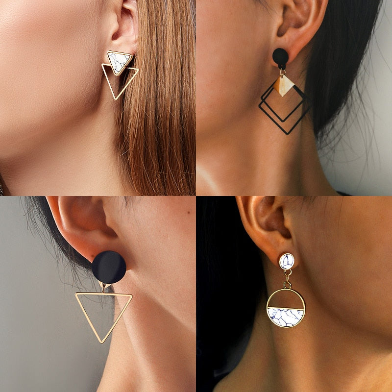 X&P New Fashion Round Dangle Drop Korean Earrings For Women Geometric Round Heart Gold Earring Wedding 2020 kolczyki Jewelry