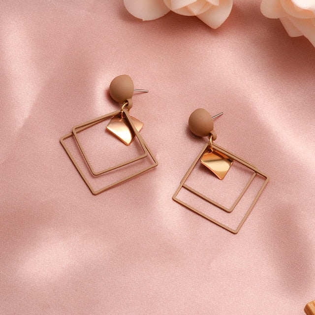 X&P New Fashion Round Dangle Drop Korean Earrings For Women Geometric Round Heart Gold Earring Wedding 2020 kolczyki Jewelry