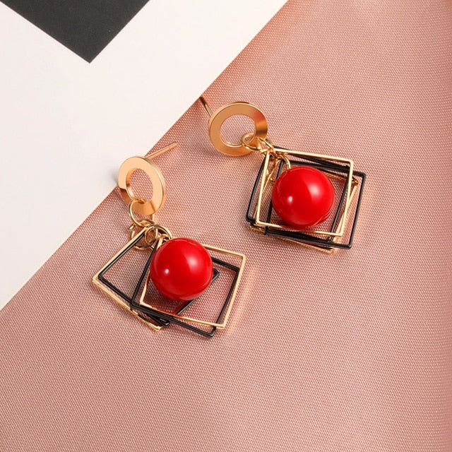 X&P New Fashion Round Dangle Drop Korean Earrings For Women Geometric Round Heart Gold Earring Wedding 2020 kolczyki Jewelry