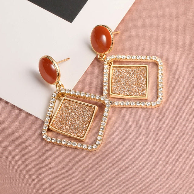 X&P New Fashion Round Dangle Drop Korean Earrings For Women Geometric Round Heart Gold Earring Wedding 2020 kolczyki Jewelry