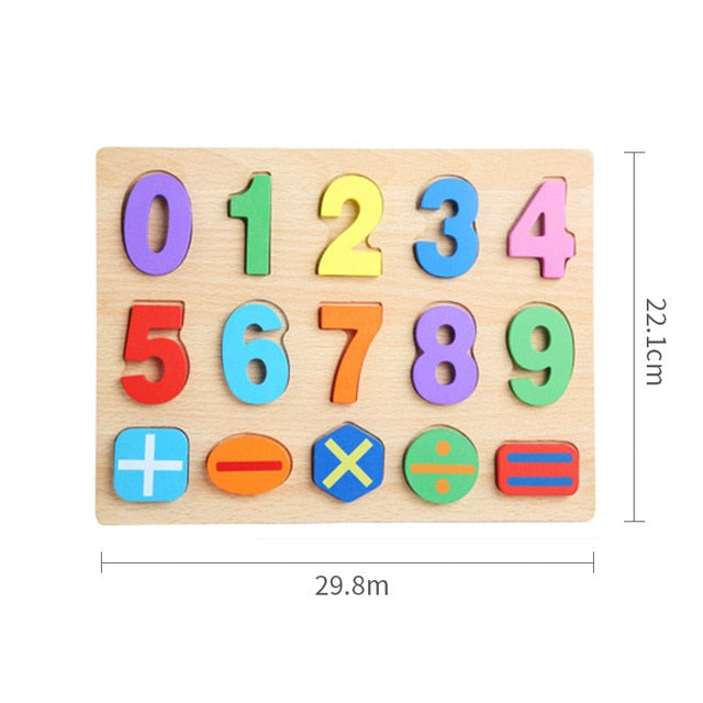 Kids 3D Wooden Puzzles Toys Alphabet Number Puzzle Baby Colorful Letter Digital Geometric Montessori Educational Toy