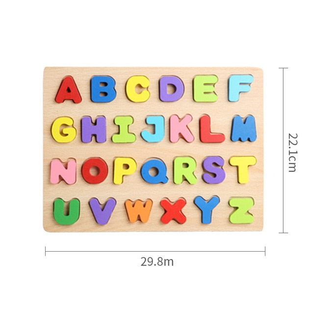 Kids 3D Wooden Puzzles Toys Alphabet Number Puzzle Baby Colorful Letter Digital Geometric Montessori Educational Toy