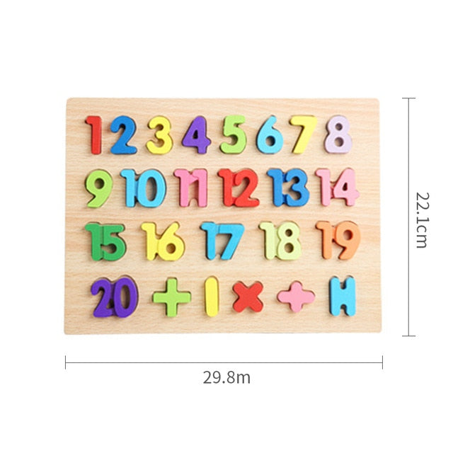 Kids 3D Wooden Puzzles Toys Alphabet Number Puzzle Baby Colorful Letter Digital Geometric Montessori Educational Toy