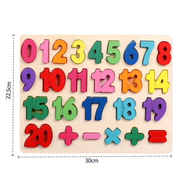 Kids 3D Wooden Puzzles Toys Alphabet Number Puzzle Baby Colorful Letter Digital Geometric Montessori Educational Toy