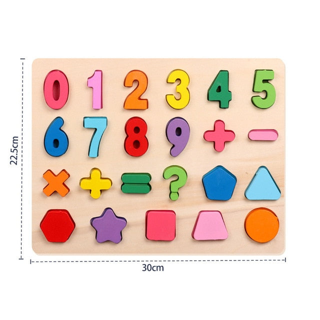 Kids 3D Wooden Puzzles Toys Alphabet Number Puzzle Baby Colorful Letter Digital Geometric Montessori Educational Toy