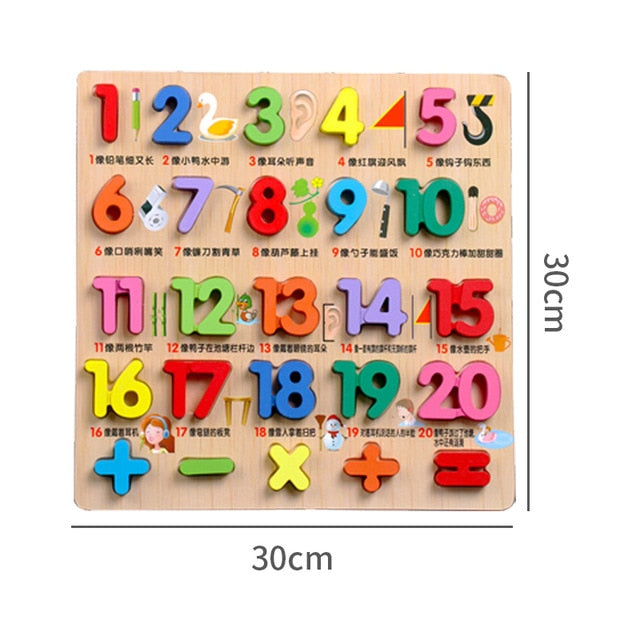 Kids 3D Wooden Puzzles Toys Alphabet Number Puzzle Baby Colorful Letter Digital Geometric Montessori Educational Toy