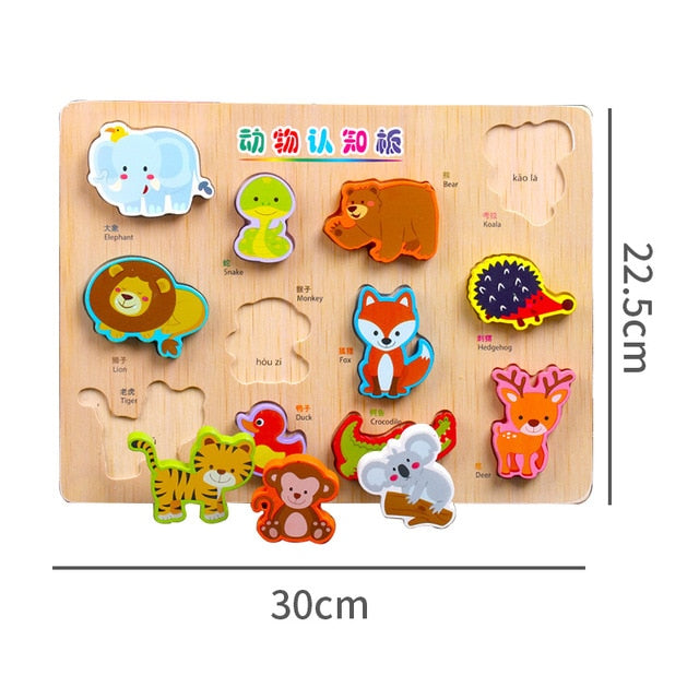 Kids 3D Wooden Puzzles Toys Alphabet Number Puzzle Baby Colorful Letter Digital Geometric Montessori Educational Toy