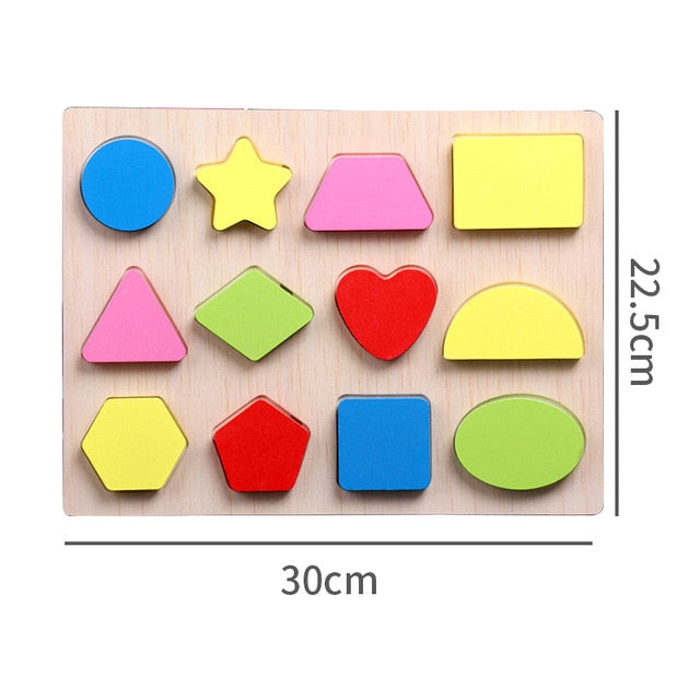 Kids 3D Wooden Puzzles Toys Alphabet Number Puzzle Baby Colorful Letter Digital Geometric Montessori Educational Toy