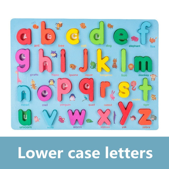 Kids 3D Wooden Puzzles Toys Alphabet Number Puzzle Baby Colorful Letter Digital Geometric Montessori Educational Toy