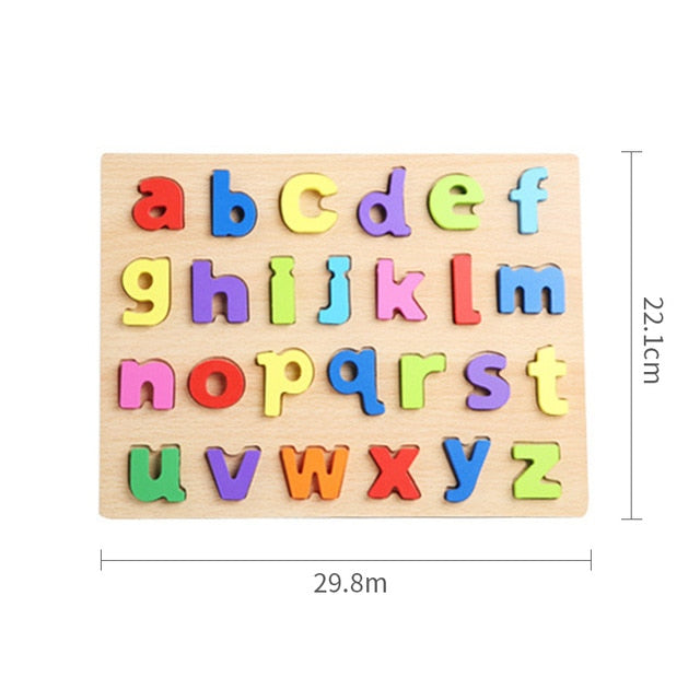 Kids 3D Wooden Puzzles Toys Alphabet Number Puzzle Baby Colorful Letter Digital Geometric Montessori Educational Toy