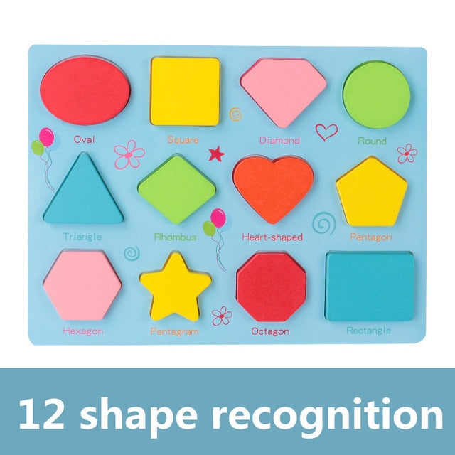 Kids 3D Wooden Puzzles Toys Alphabet Number Puzzle Baby Colorful Letter Digital Geometric Montessori Educational Toy