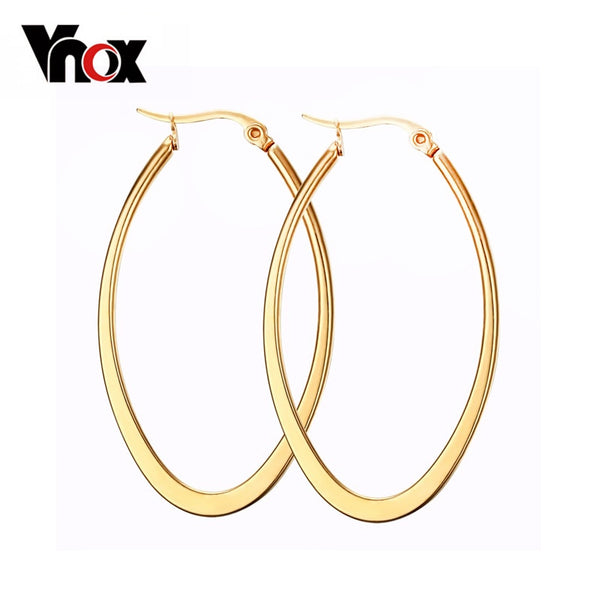 Vnox Simple Big Hoop Earrings for Women 316L Stainless Steel Earings Female Bijoux Jewelry