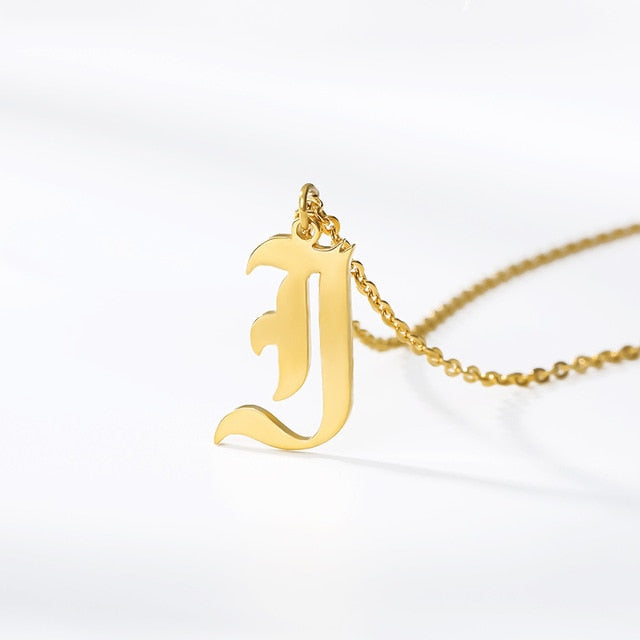 initial necklace for women Gold Chain letter necklace women stainless steel necklace old english font chains цепочка collier цеп