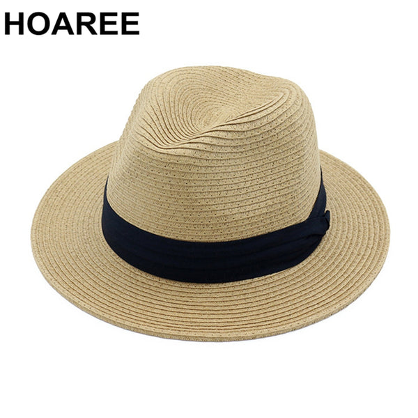 HOAREE chapeau de paille Panama de  plage  pour femmes. Vintage. Décontracté. Sombrero été Trilby chapeau de soleil . Plage.