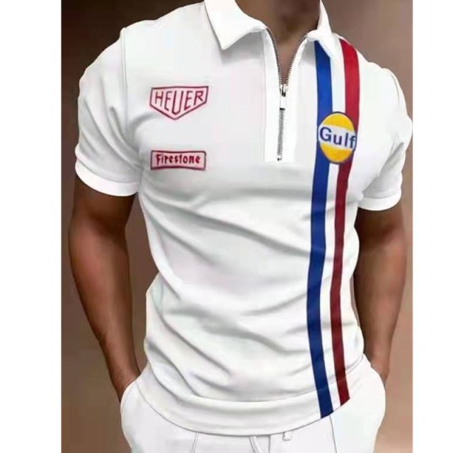 Polo Hommes Haute qualité, à Manches courtes, à  fermeture éclair à  col rabattable Model: Printemps / ETE 2022