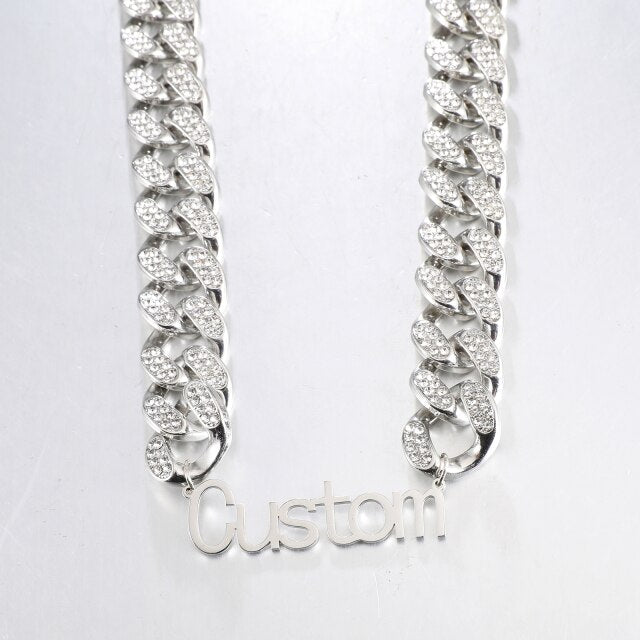 US7 2021 New Custom Letter Pendants&Necklace Micro-paved Bling Cuban Link Chain Necklace For Unisex Trendy Hip Hop Jewelry Gifts