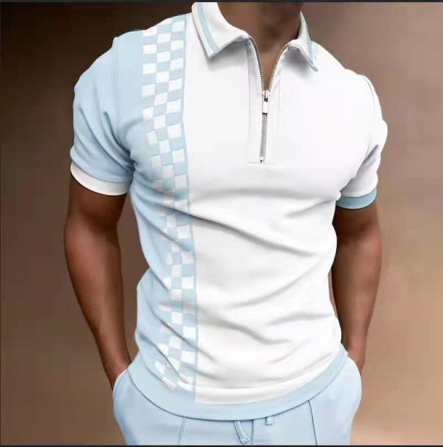 Polo Hommes Haute qualité, à Manches courtes, à  fermeture éclair à  col rabattable Model: Printemps / ETE 2022