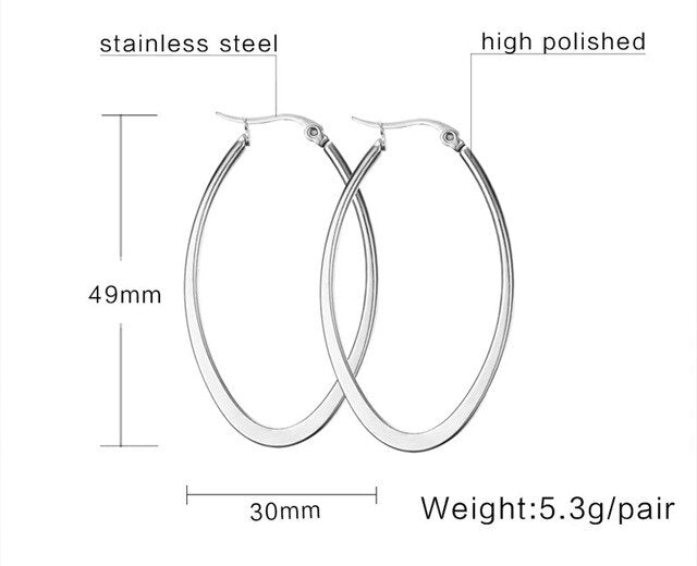 Vnox Simple Big Hoop Earrings for Women 316L Stainless Steel Earings Female Bijoux Jewelry