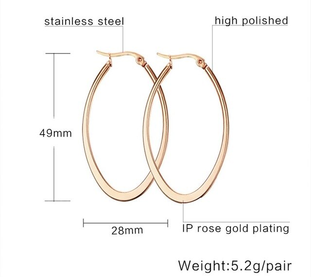 Vnox Simple Big Hoop Earrings for Women 316L Stainless Steel Earings Female Bijoux Jewelry