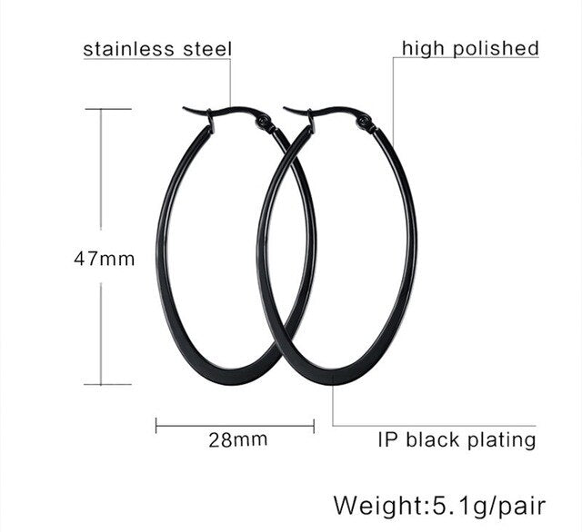 Vnox Simple Big Hoop Earrings for Women 316L Stainless Steel Earings Female Bijoux Jewelry